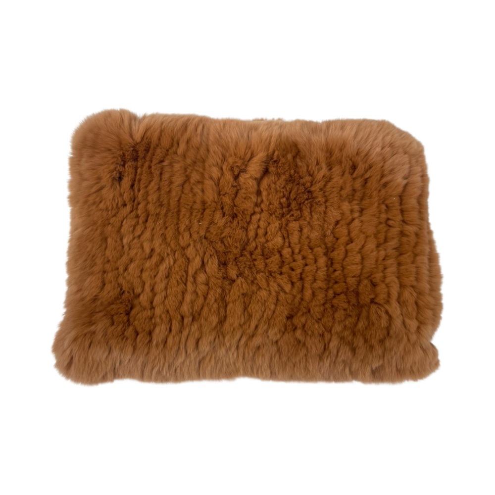 100% Real Rabbit Fur Knitted Cowl/Scarf - Camel